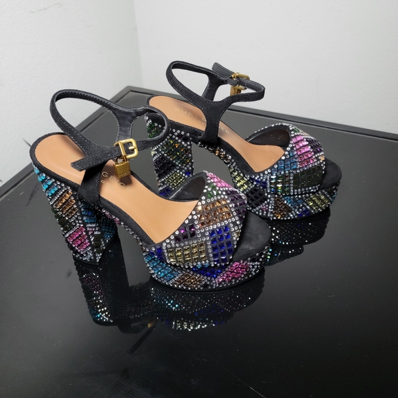 Kurt Geiger Brixton Women's Black Multi-Color Platform Heels Size 6 - Picture 8 of 12
